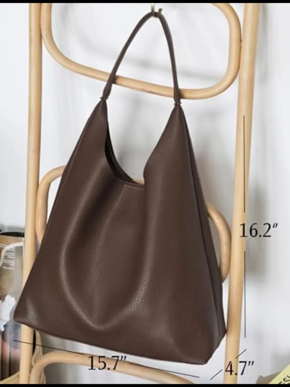 Soft Vegan Leather Slouchy Hobo Shoulder Tote Purse